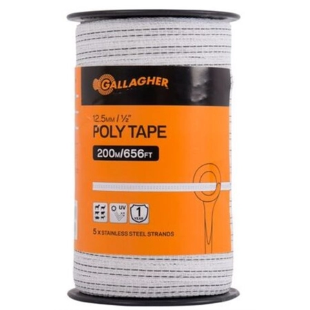 POLY TAPE WHITE 12.5MM 1/2IN 200M GALLAGHER G62304