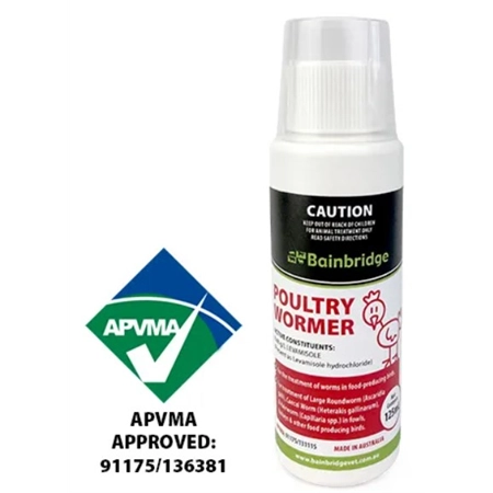 POULTRY WORMER 125ML BAINBRIDGE A8498