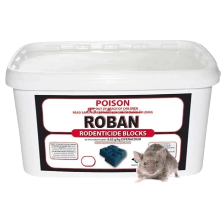 RAT BAIT ROBAN RODENTICIDE WAX BLOCK BAIT 1KG PEST PRODUCTS ROBAN1