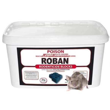 RAT BAIT ROBAN RODENTICIDE WAX BLOCK BAIT 2KG PEST PRODUCTS ROBAN2