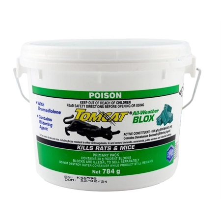 RAT BAIT TOMCAT 784GM TUB GREEN BLOX AGRIBUSINESS 1BELL913599