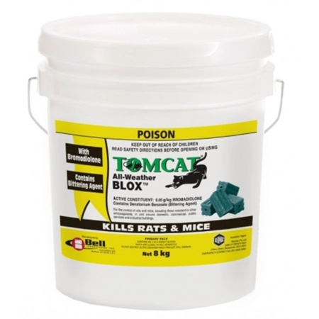 RAT BAIT TOMCAT BLOX 8KG (285 X 28GM) GREEN AGRIBUSINESS 1BELL913605