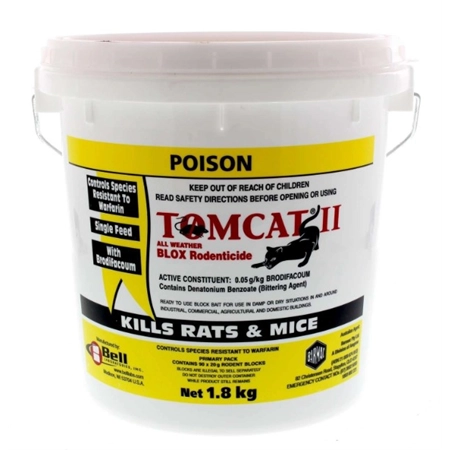 RAT BAIT TOMCAT II BLOX 1.8KG (90 X 20GM) RED BARMAC 1BELL933015