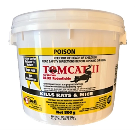 RAT BAIT TOMCAT II BLOX 800GM (40 X 20GM) RED AGRIBUSINESS 1BELL933017