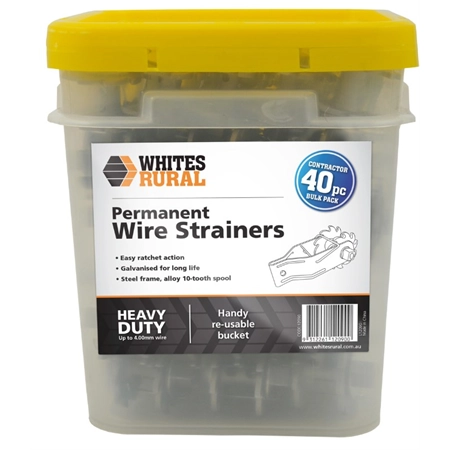 RATCHET PERMANENT WIRE STRAINER 40 PER BUCKET PACK WHITES 12090