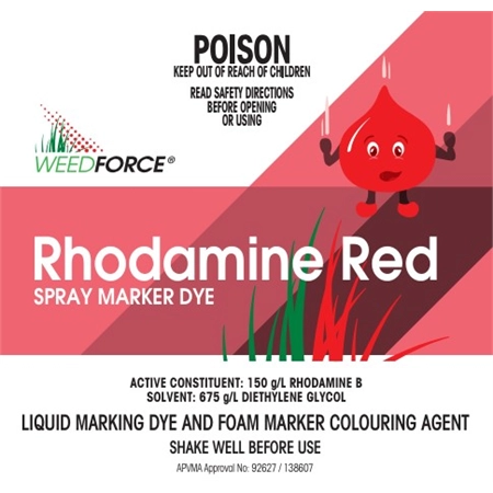 RHODAMINE RED SPRAY MARKER DYE 20LT WEED FORCE 9351198001364