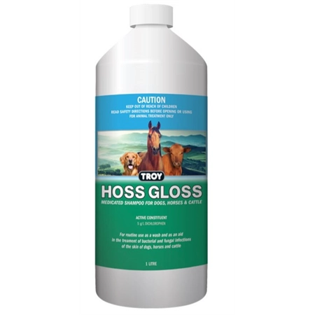 SHAMPOO MEDICATED HOSS GLOSS FOR DOGS HORSES CATTLE 1LT TROY HOSS G 2