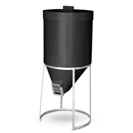 SILO 200LT FEEDER WITH LID & GALVANIZED STAND BLACK AGBOSS 780302