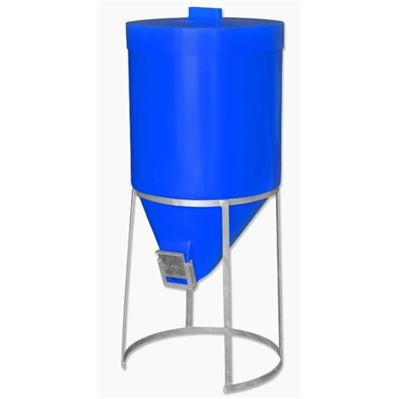 SILO 200LT FEEDER WITH LID & GALVANIZED STAND BLUE AGBOSS 780300