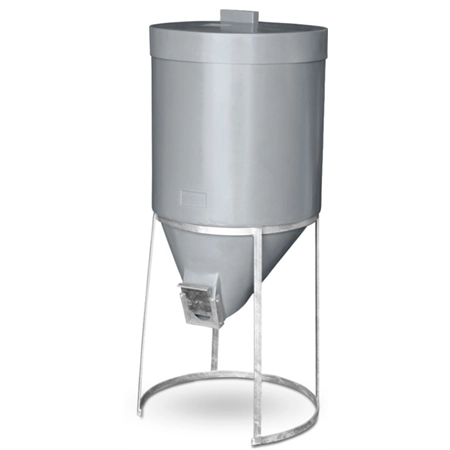 SILO 200LT FEEDER WITH LID & GALVANIZED STAND GREY AGBOSS 780303