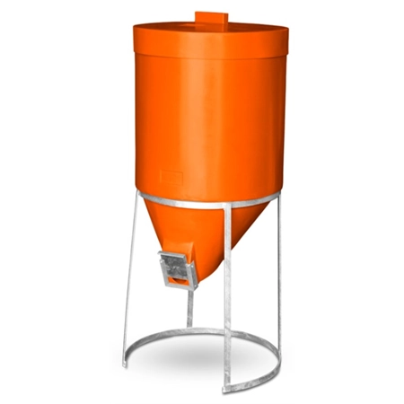 SILO 200LT FEEDER WITH LID & GALVANIZED STAND ORANGE AGBOSS 780310