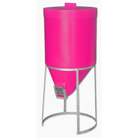 SILO 200LT FEEDER WITH LID & GALVANIZED STAND PINK AGBOSS 780305