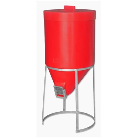 SILO 200LT FEEDER WITH LID & GALVANIZED STAND RED AGBOSS 780299