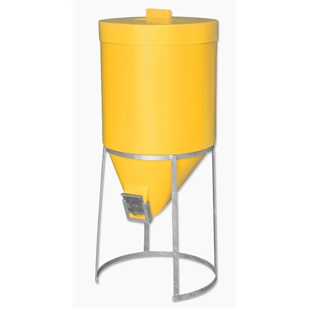 SILO 200LT FEEDER WITH LID & GALVANIZED STAND YELLOW AGBOSS 780301