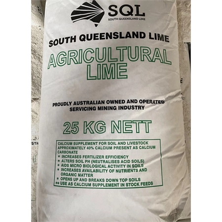 SOUTH QUEEENLAND LIME AGRICULTURAL LIME 25KG AGLIME25