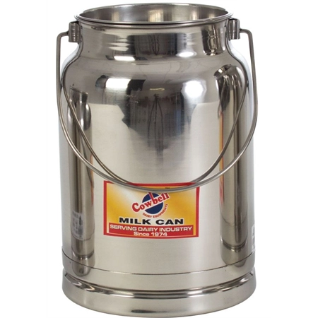 STAINLESS STEEL MILK BILLY CAN 5LT WITH LID COWBELL SHOOF 212157