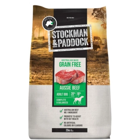 STOCKMAN & PADDOCK GRAIN FREE DRY DOG FOOD BEEF 20KG 270014