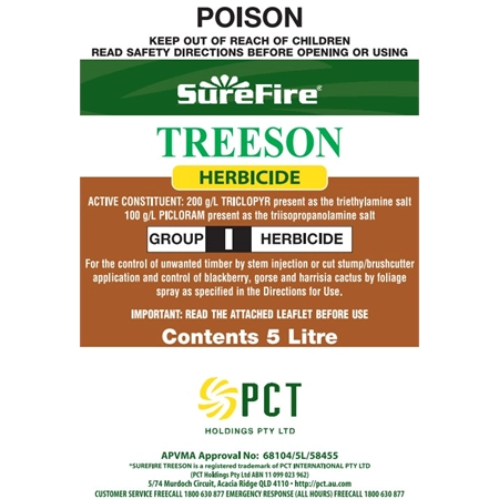 SUREFIRE TREESON HERBICIDE 5LT (EQ: TORDON) PCT TR003