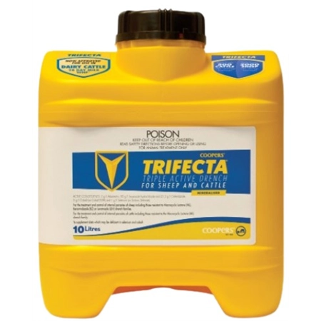TRIFECTA 10LT TRIPLE ACTIVE ORAL DRENCH FOR SHEEP & CATTLE MSD 130320