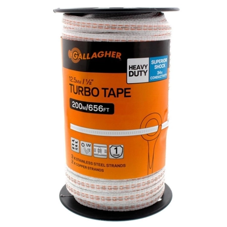 TURBO TAPE WHITE 12MM X 200M GALLAGHER G62354