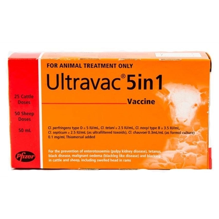 VACCINE - ULTRAVAC 5 IN 1 50ML -25 HEAD - ZOETIS 10001584