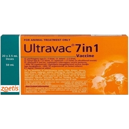 VACCINE - ULTRAVAC 7 IN 1 50ML - 20 HEAD - ZOETIS 10001668