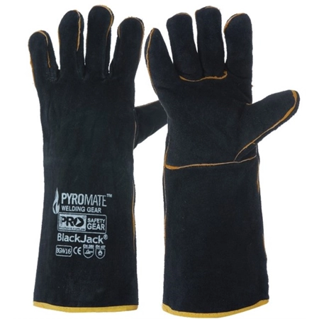 WELDING GLOVES PYROMATE BLACKJACK LEATHER FULY LINED 40CM BGW16