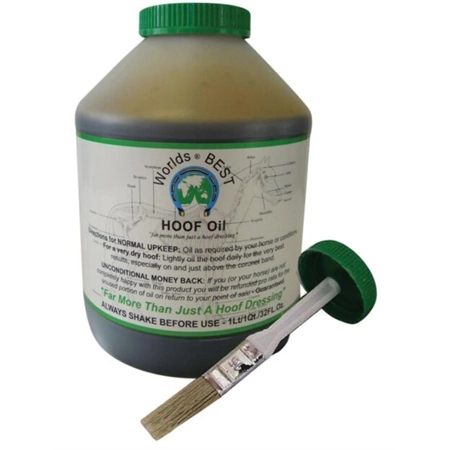 WORLDS BEST HOOF OIL PLASTIC JAR WITH BRUSH 1LT NATEQ 6602 WB