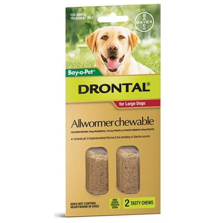WORMER DRONTAL 2 CHEWABLE TREATS FOR LARGE DOGS UP TO 35KG 462406