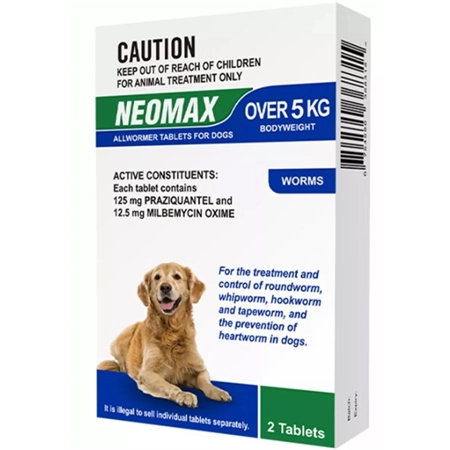 WORMER NEOMAX DOG ALLWORMER TABLETS OVER 5KG 2PACK NEOVE FP032-2-1